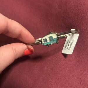 Luca & Danni Silvertone Bangle with Camper Charm